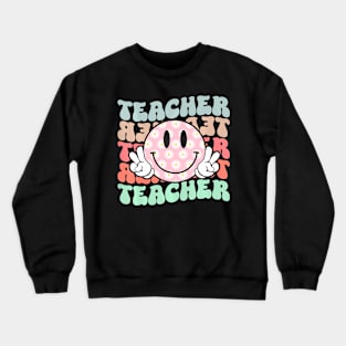 Hippie Face Teacher Back To School Teachers Day Crewneck Sweatshirt